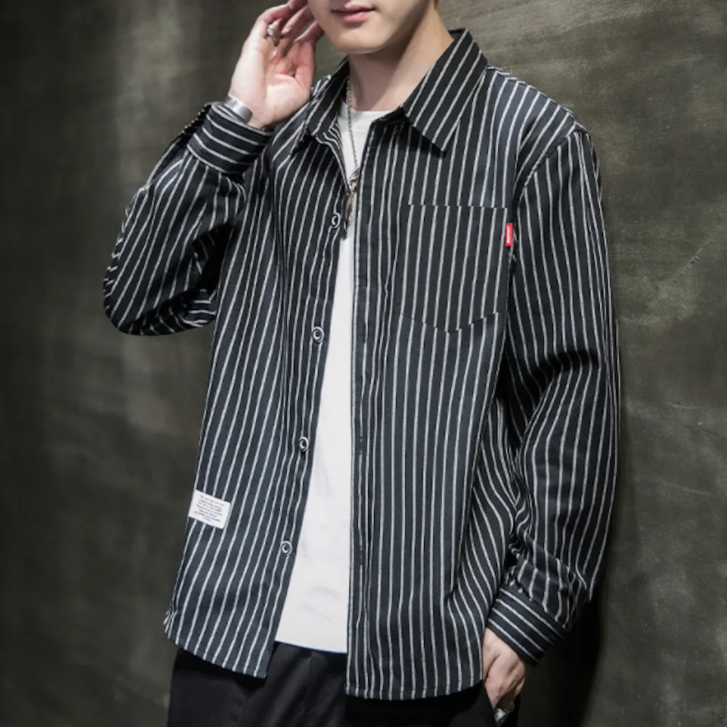Mens Striped Linen Shirt