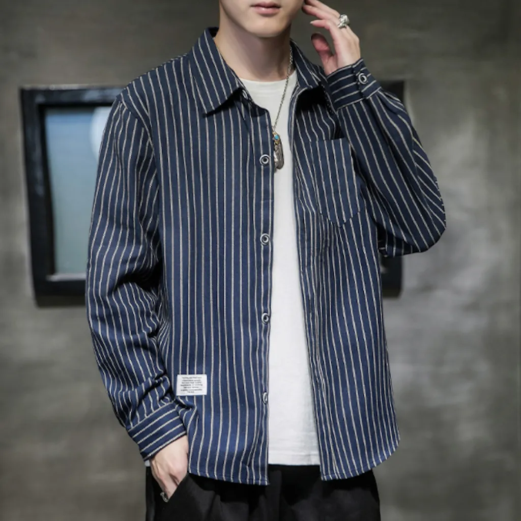 Mens Striped Linen Shirt