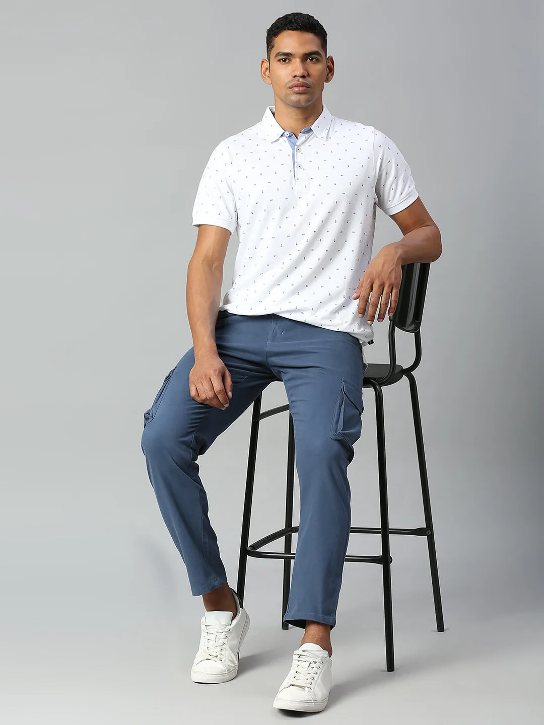 Men's Tapered Fit Cotton Cargo (Petrol Blue)