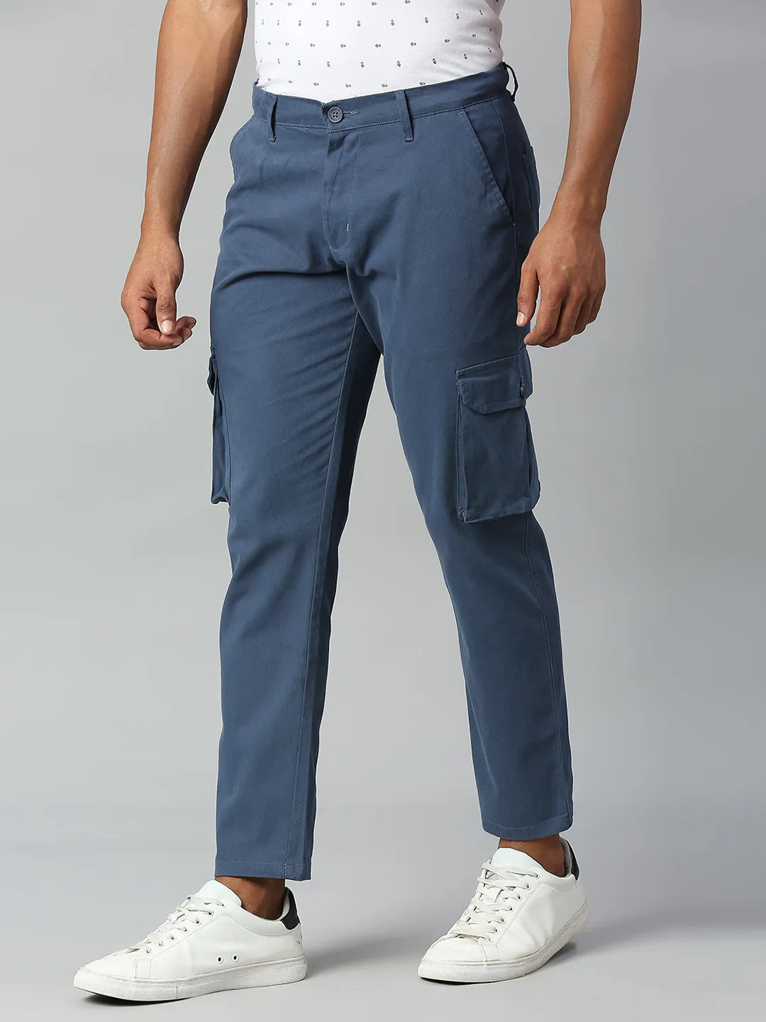 Men's Tapered Fit Cotton Cargo (Petrol Blue)