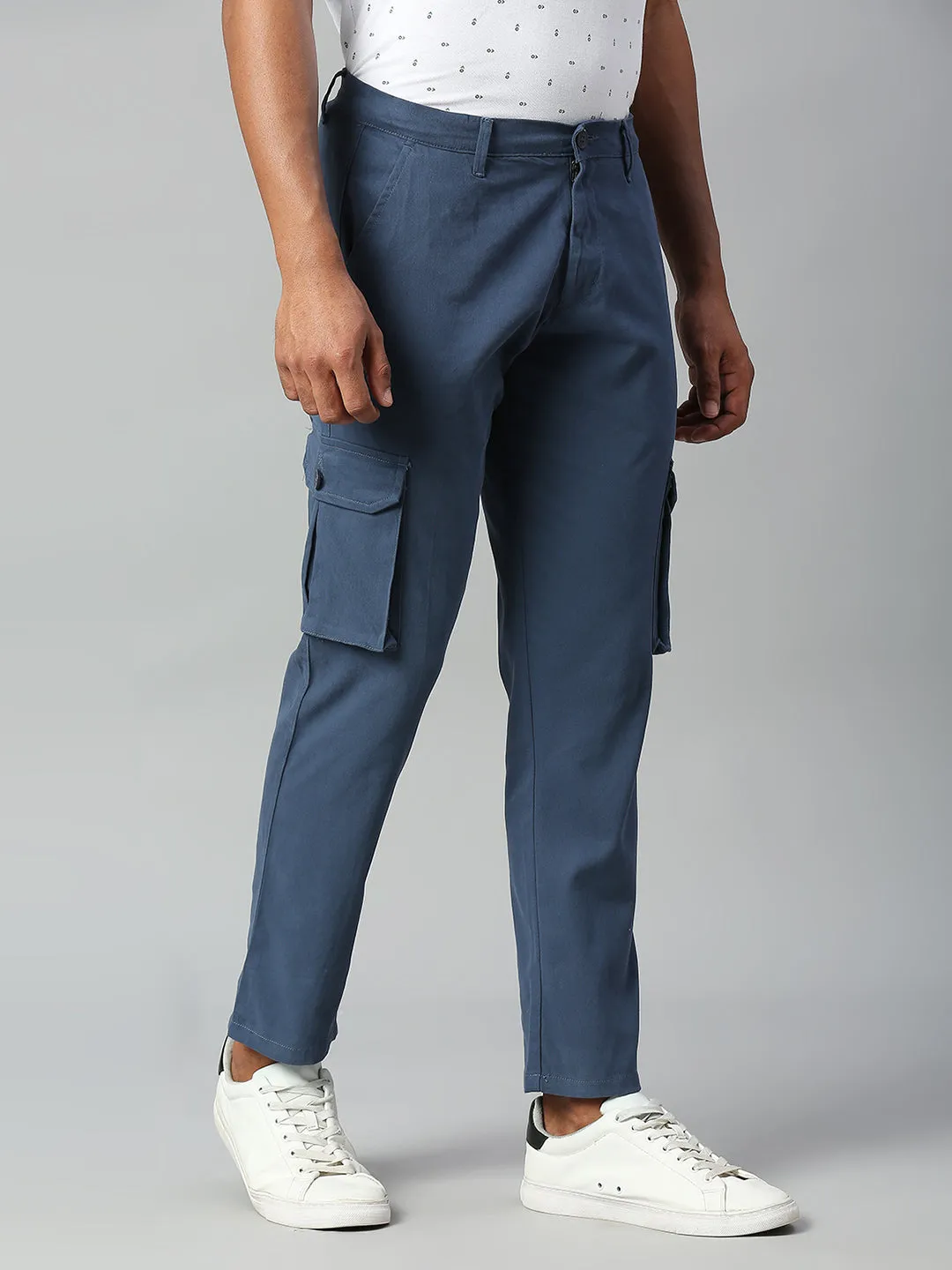 Men's Tapered Fit Cotton Cargo (Petrol Blue)