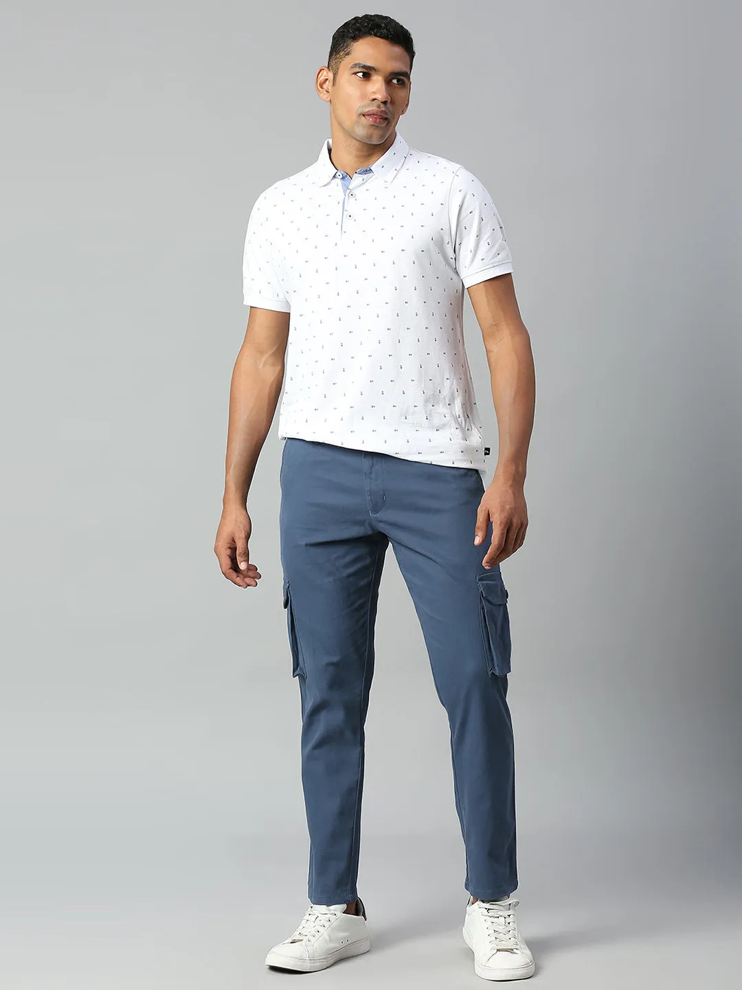 Men's Tapered Fit Cotton Cargo (Petrol Blue)