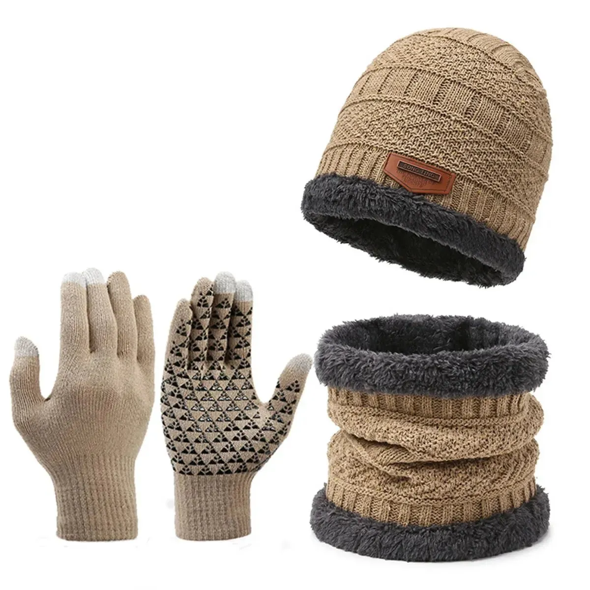Men's Winter Windproof Hat Scarf - Gloves Set
