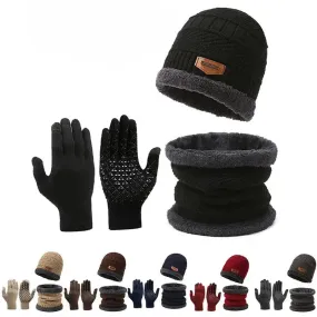 Men's Winter Windproof Hat Scarf - Gloves Set