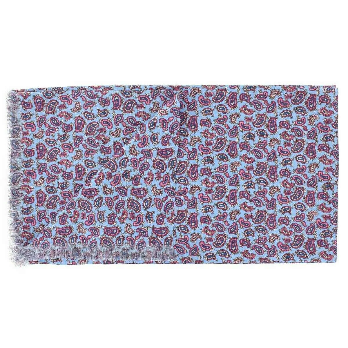 Michelsons of London Pine Silk Scarf - Light Blue/Red