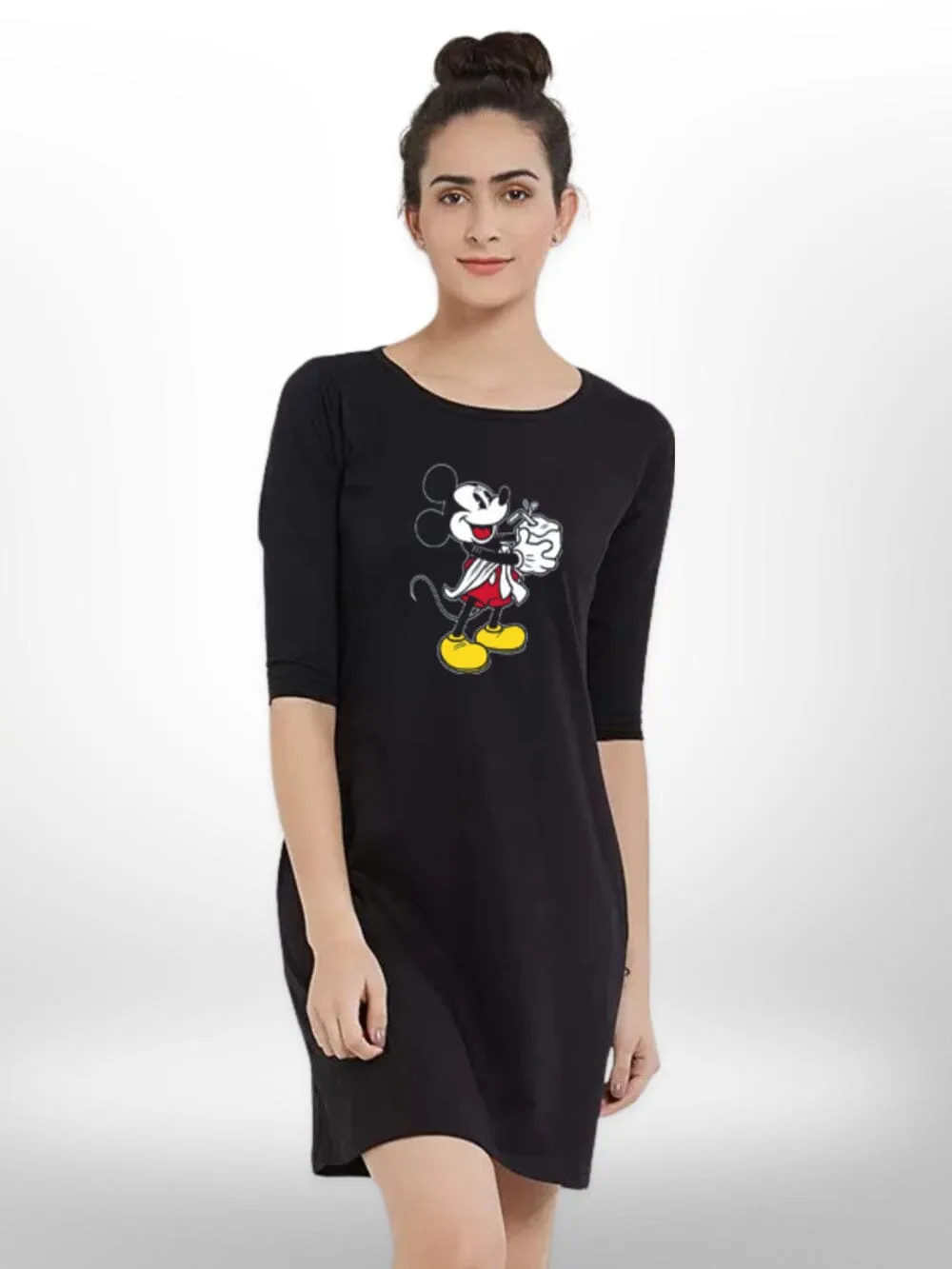 MICKEY DRINK ORINTED THREE QUARTER SLEEVE T-SHIRT SIDE POCKET