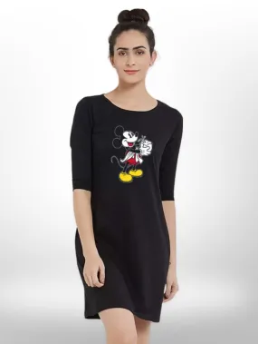 MICKEY DRINK ORINTED THREE QUARTER SLEEVE T-SHIRT SIDE POCKET