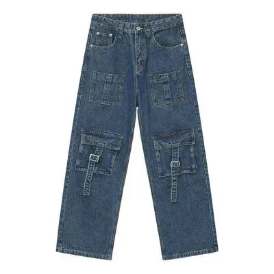 Mid Rise Men's Jeans with Cargo Pockets