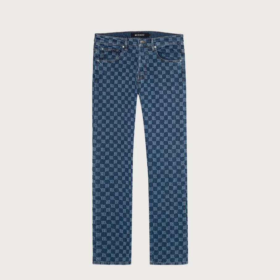 Monogram Denim Trousers Blue