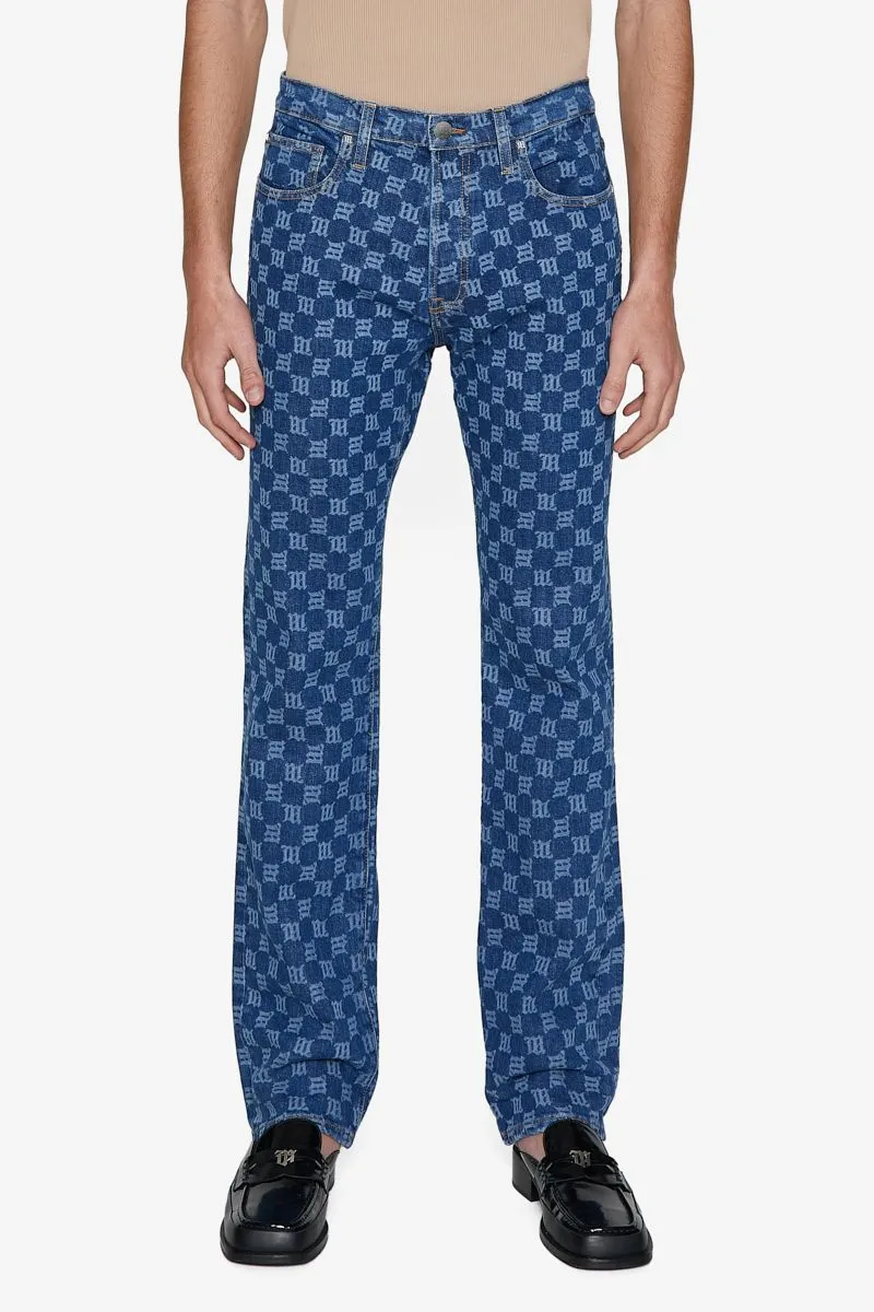 Monogram Denim Trousers Blue