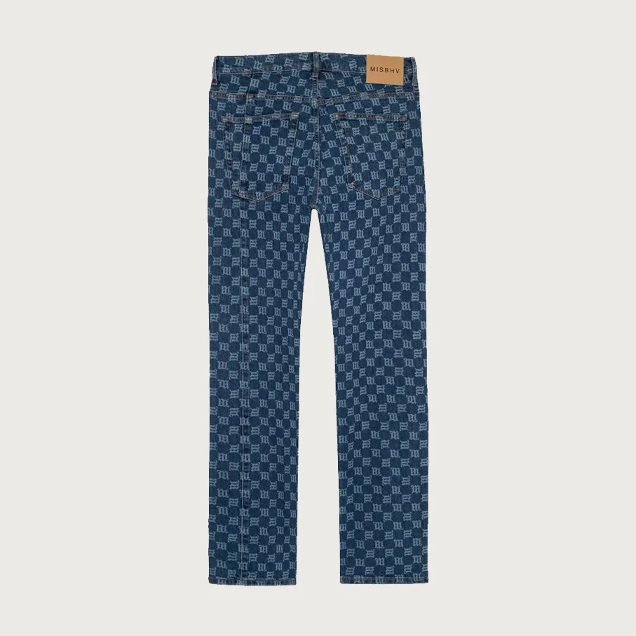 Monogram Denim Trousers Blue