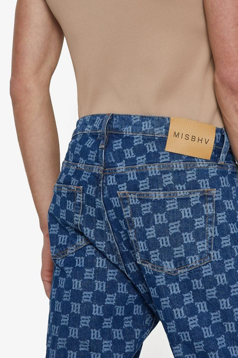 Monogram Denim Trousers Blue