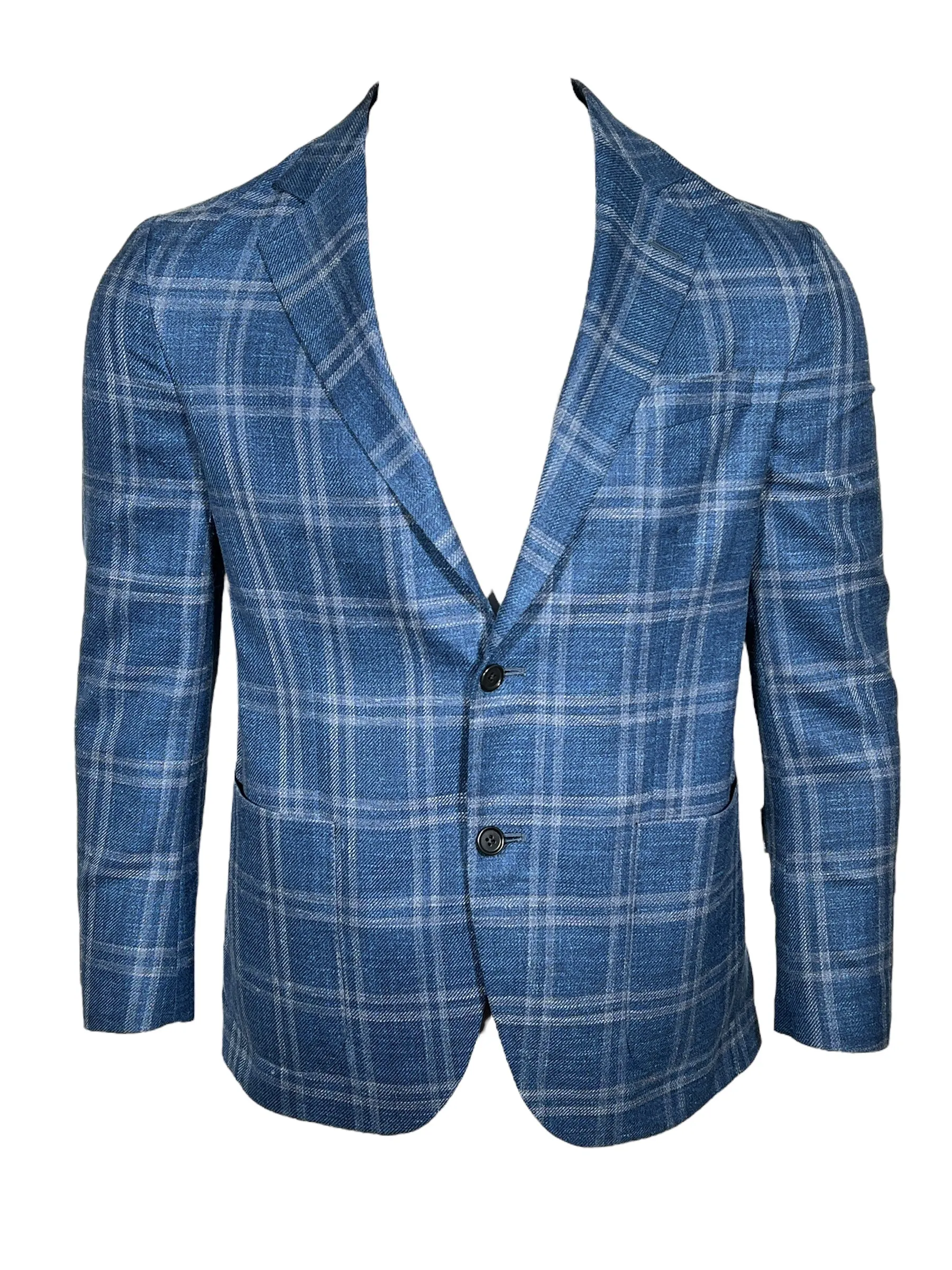 OARS & OLD IVY WOOL BLEND SOFT SPORT COAT - BLUE CHECK