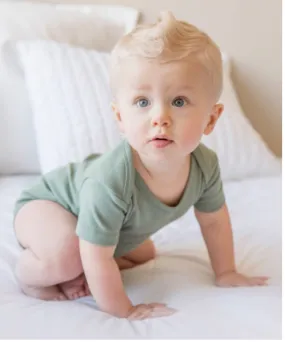 Organic Short-Sleeved Body Suit in Sage Green