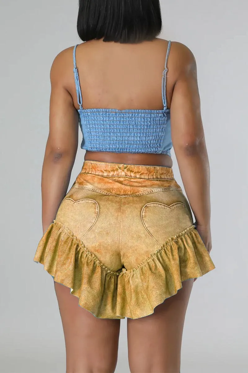 PB039 Ruffle Trim Shorts