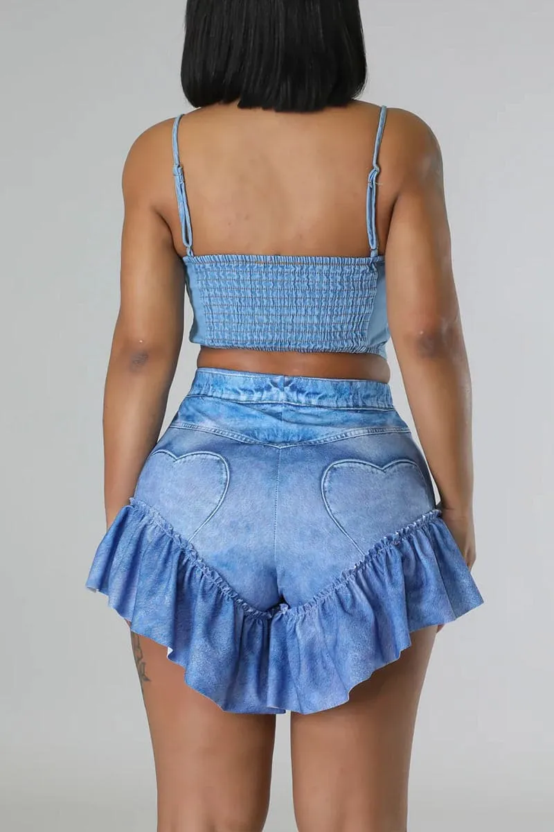 PB039 Ruffle Trim Shorts