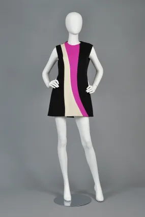 Pierre Cardin 1960s Color Blocked Tunic Dress