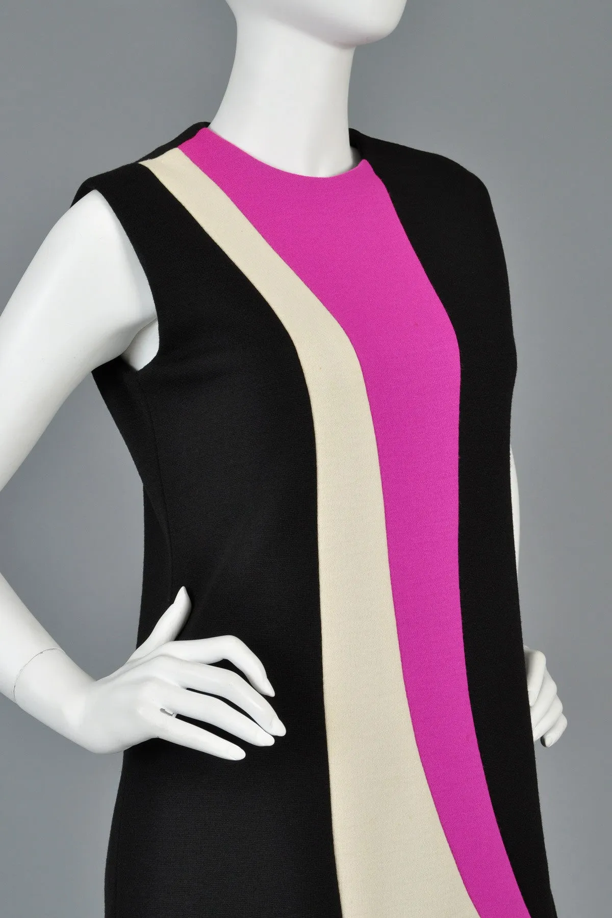 Pierre Cardin 1960s Color Blocked Tunic Dress