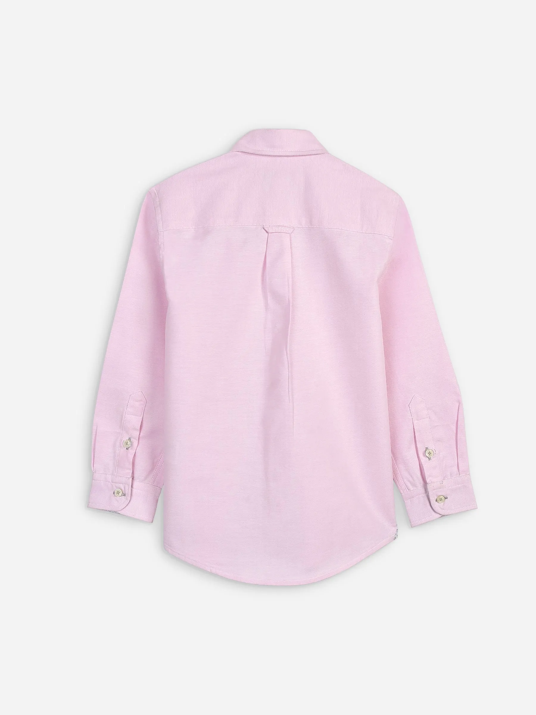 Pink Oxford Long Sleeve Casual Shirt With Detailing