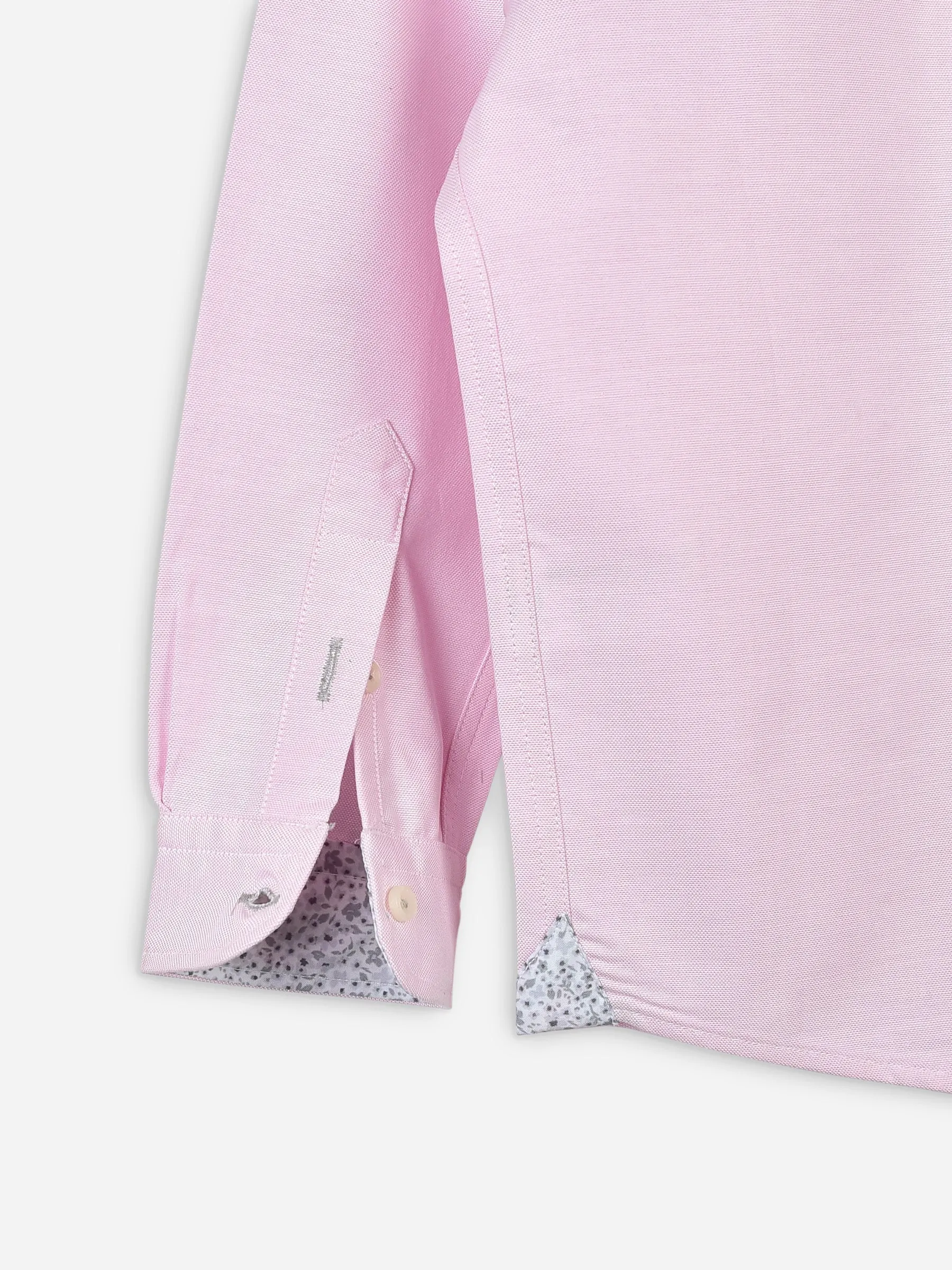 Pink Oxford Long Sleeve Casual Shirt With Detailing