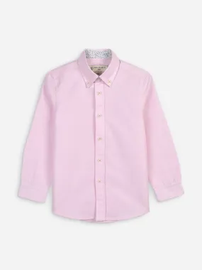 Pink Oxford Long Sleeve Casual Shirt With Detailing