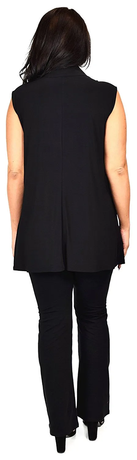 Plus Size Summer Sleeveless Tunic Shirt Top w/ Zipped Collar