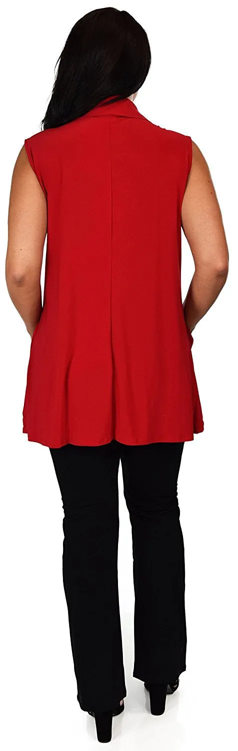 Plus Size Summer Sleeveless Tunic Shirt Top w/ Zipped Collar