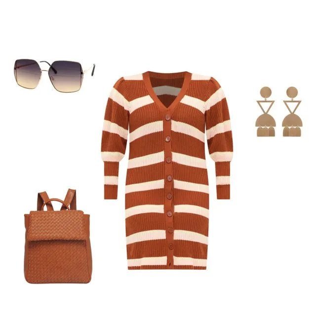 Puff Sleeve Cardigan Sweater Dress