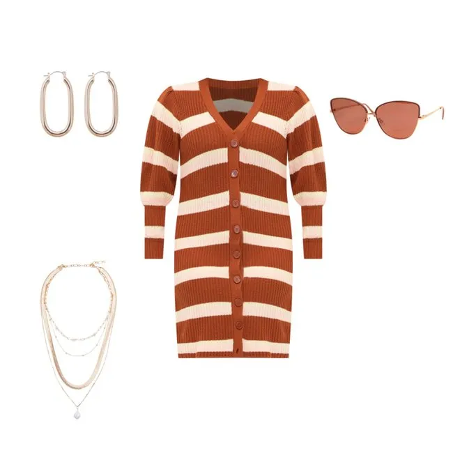 Puff Sleeve Cardigan Sweater Dress