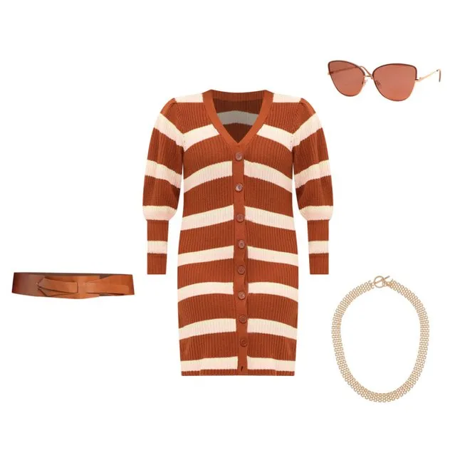 Puff Sleeve Cardigan Sweater Dress