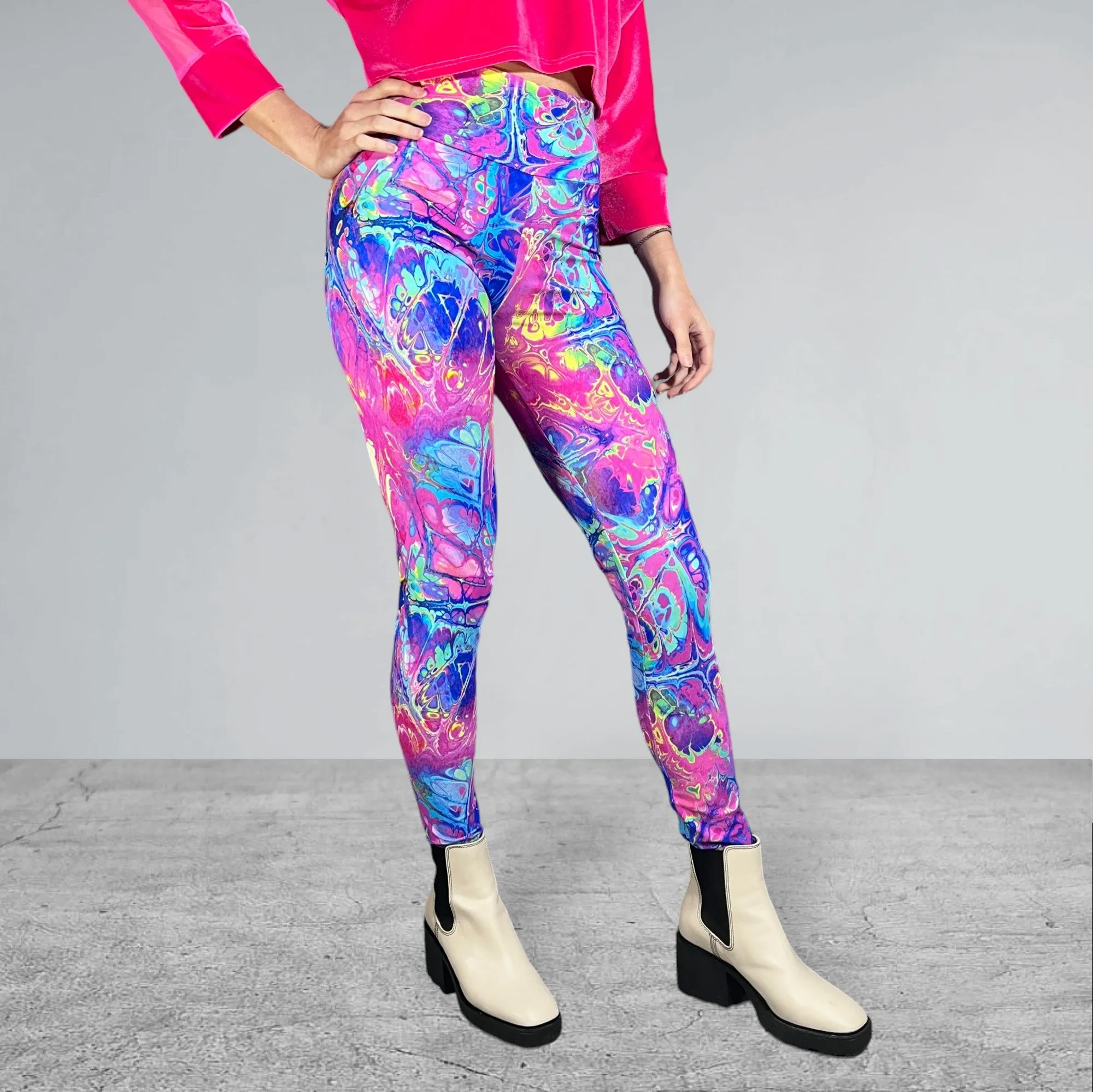 Rainbow Vapor High Waist Leggings Pants
