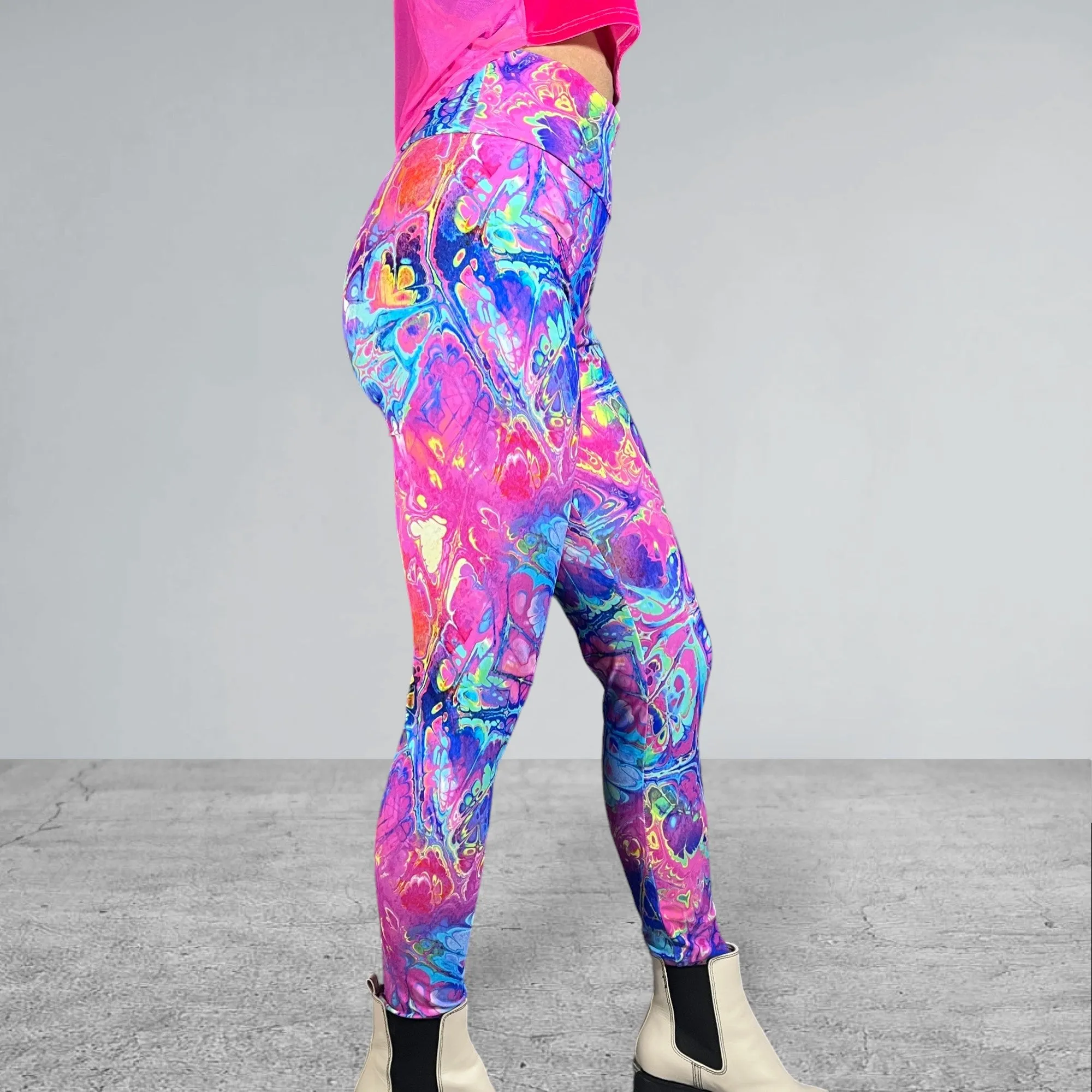 Rainbow Vapor High Waist Leggings Pants
