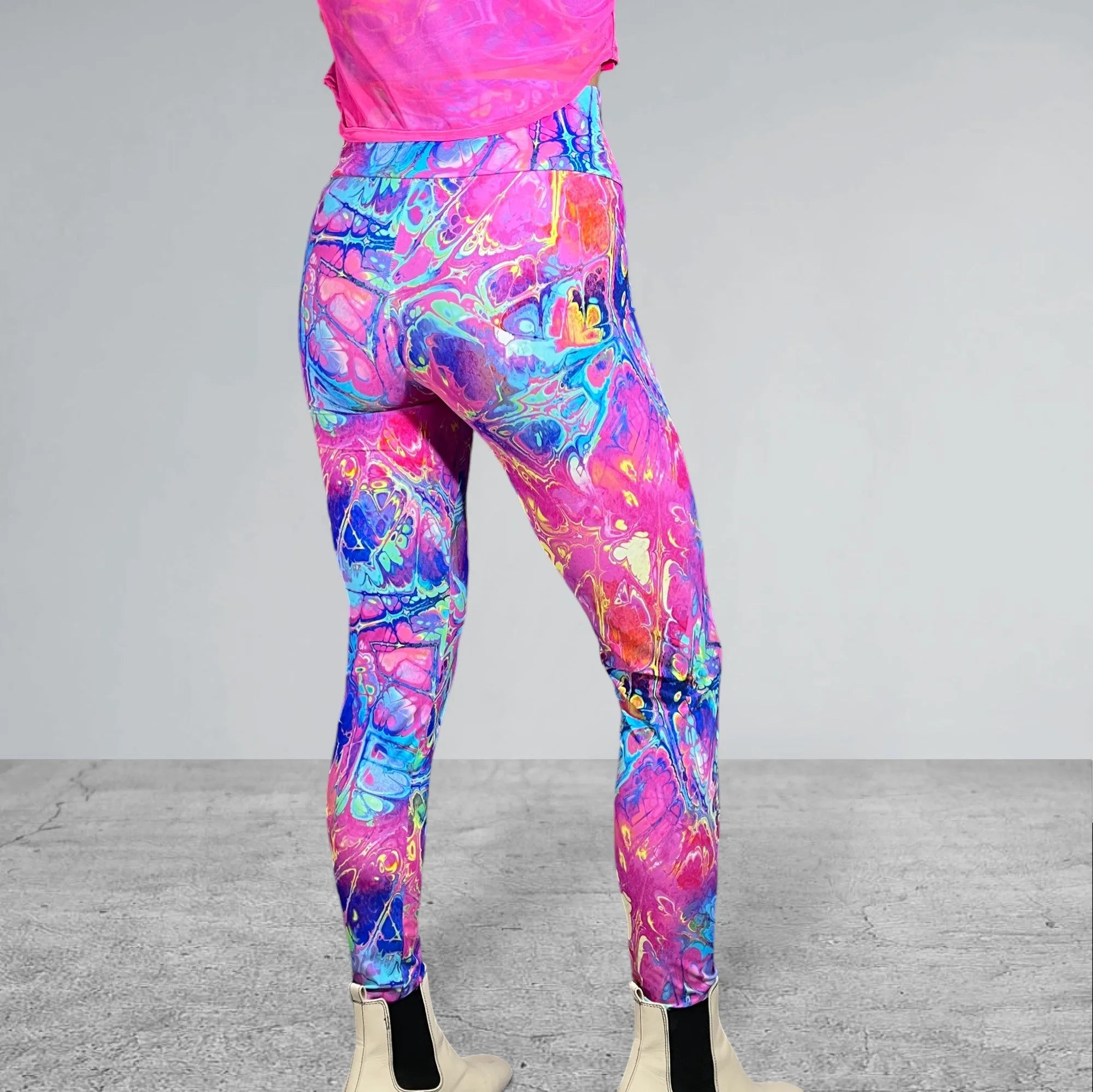 Rainbow Vapor High Waist Leggings Pants