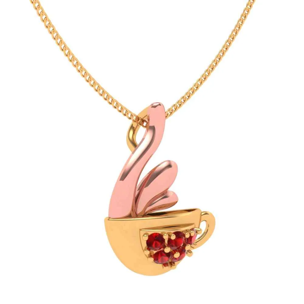 Red Crystal Studded Gold Pendant
