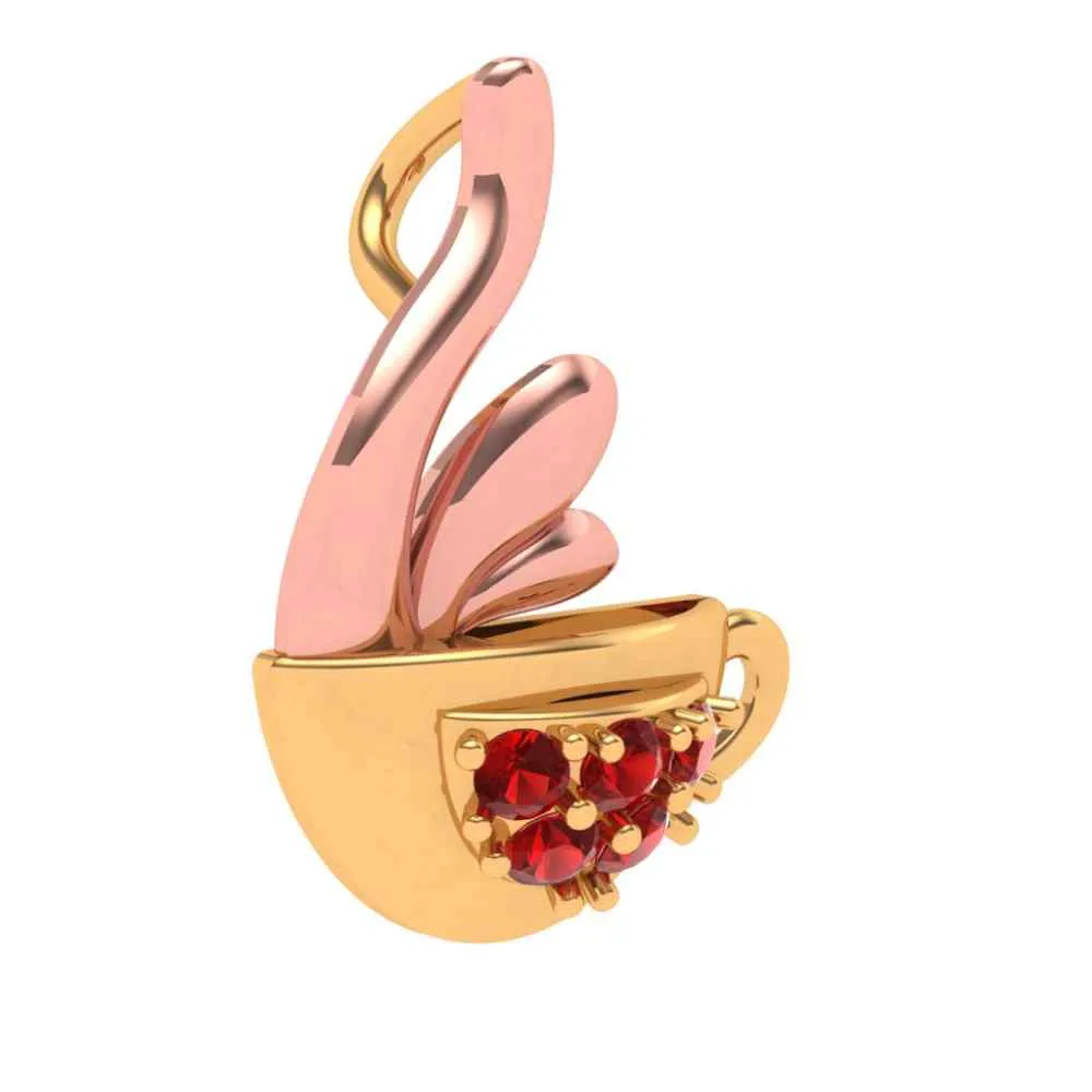 Red Crystal Studded Gold Pendant