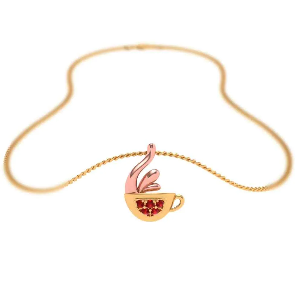 Red Crystal Studded Gold Pendant