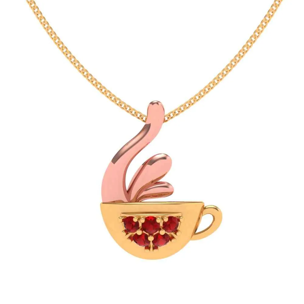 Red Crystal Studded Gold Pendant