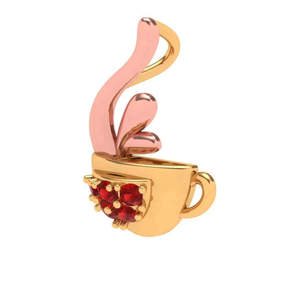 Red Crystal Studded Gold Pendant