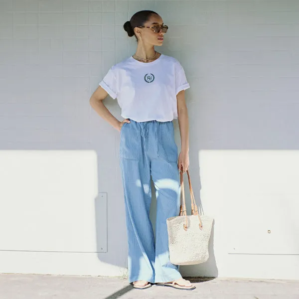 Relaxed Beach Pant - Vintage Blue Pinstripe