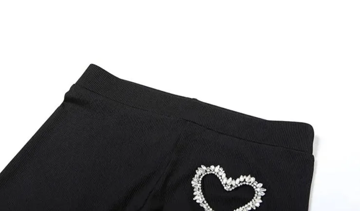 Rhinestone Heart Leggings Set