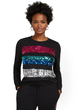 Sequin-Stripe Pullover