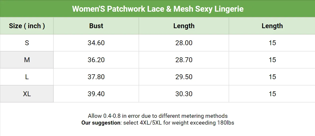 Sexy Women's Lingerie Set, Ruffle Trim Lace Strap Babydoll Bodysuit with Garter Belts