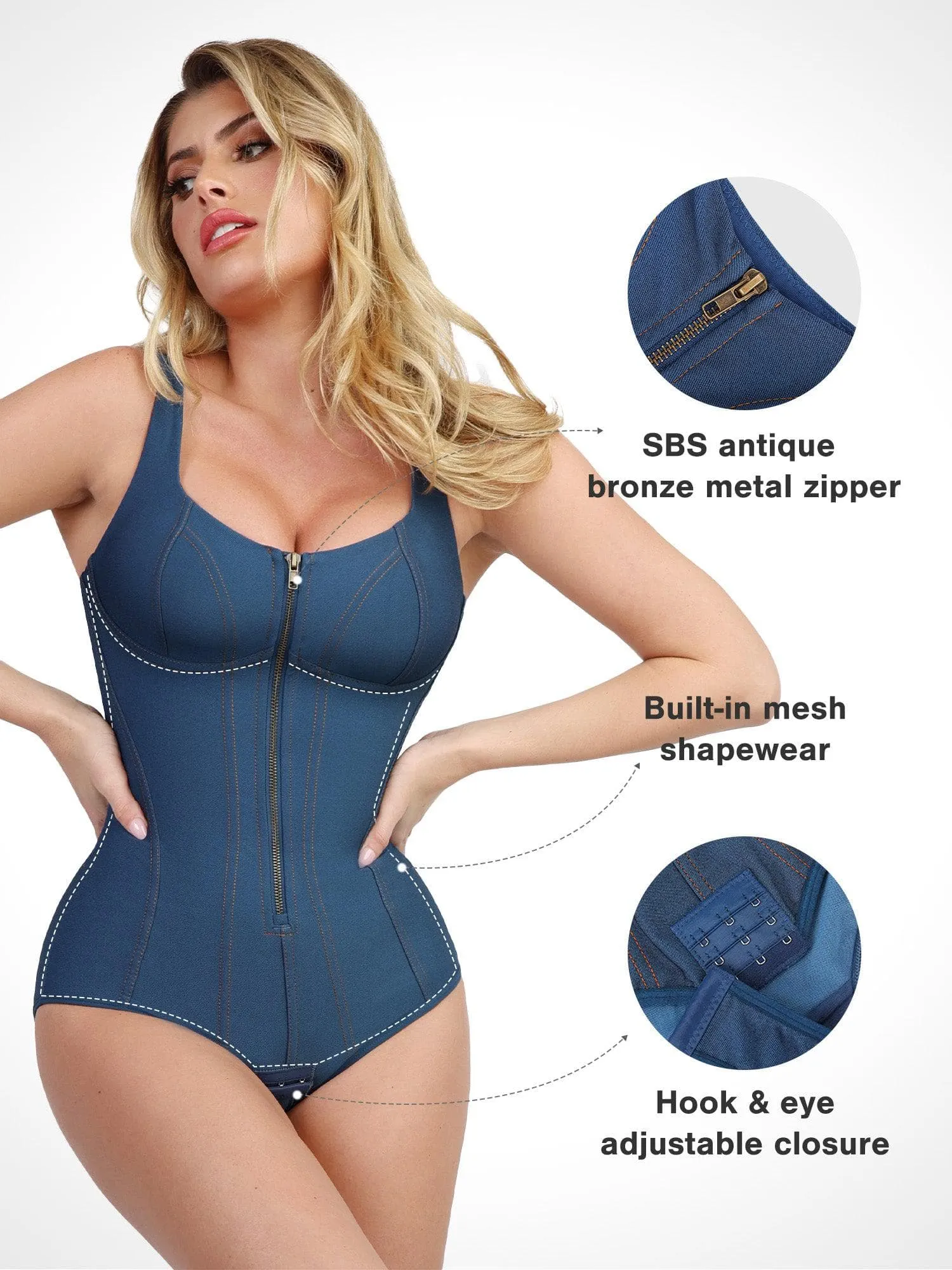 Shapewear Denim Tummy Control Corset Bodysuit For Insiders