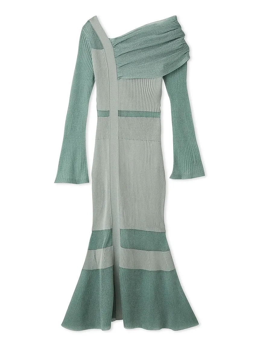 Sheer Blocking One-shoulder Dress