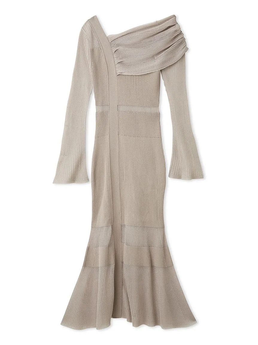 Sheer Blocking One-shoulder Dress