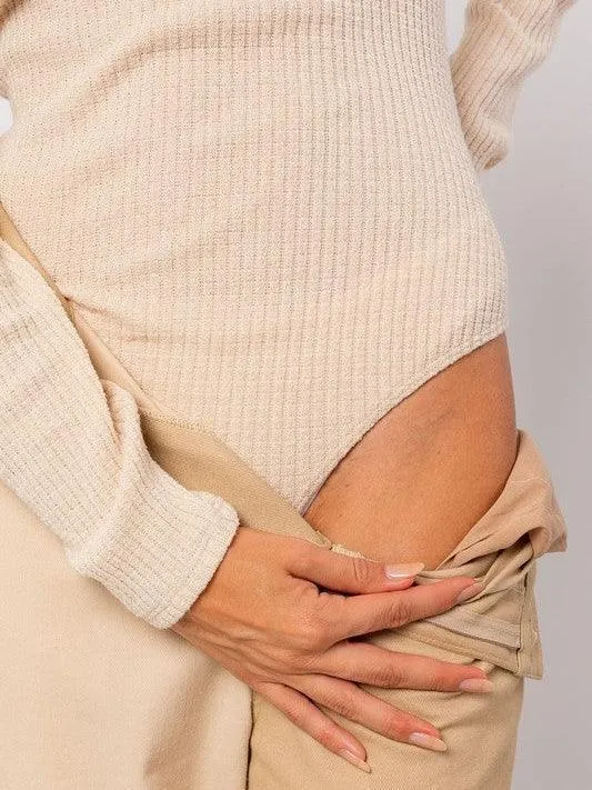 Simple Collared Rib Knit Bodysuit