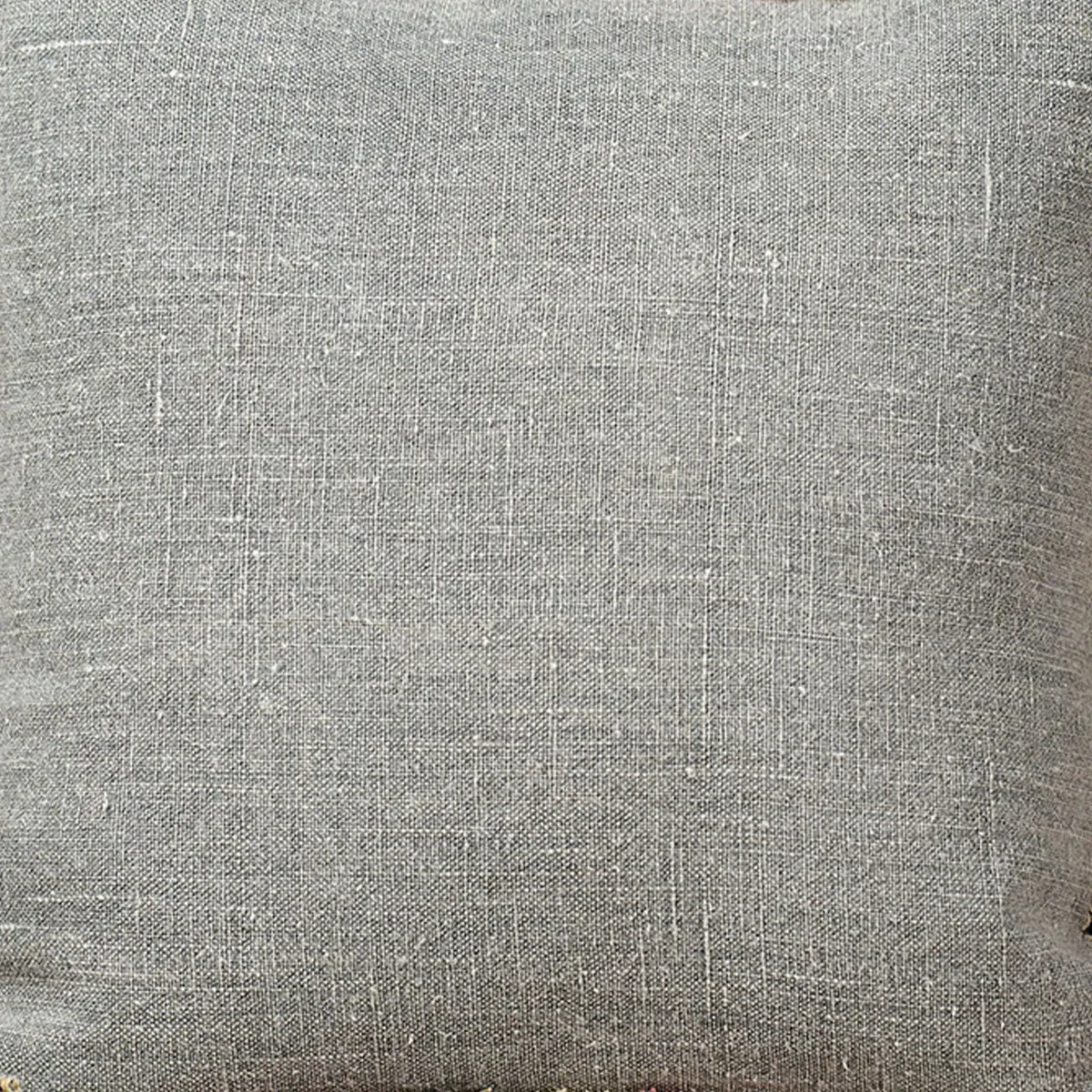 Smokey Blue Rustic Linen Cushion With Tassels