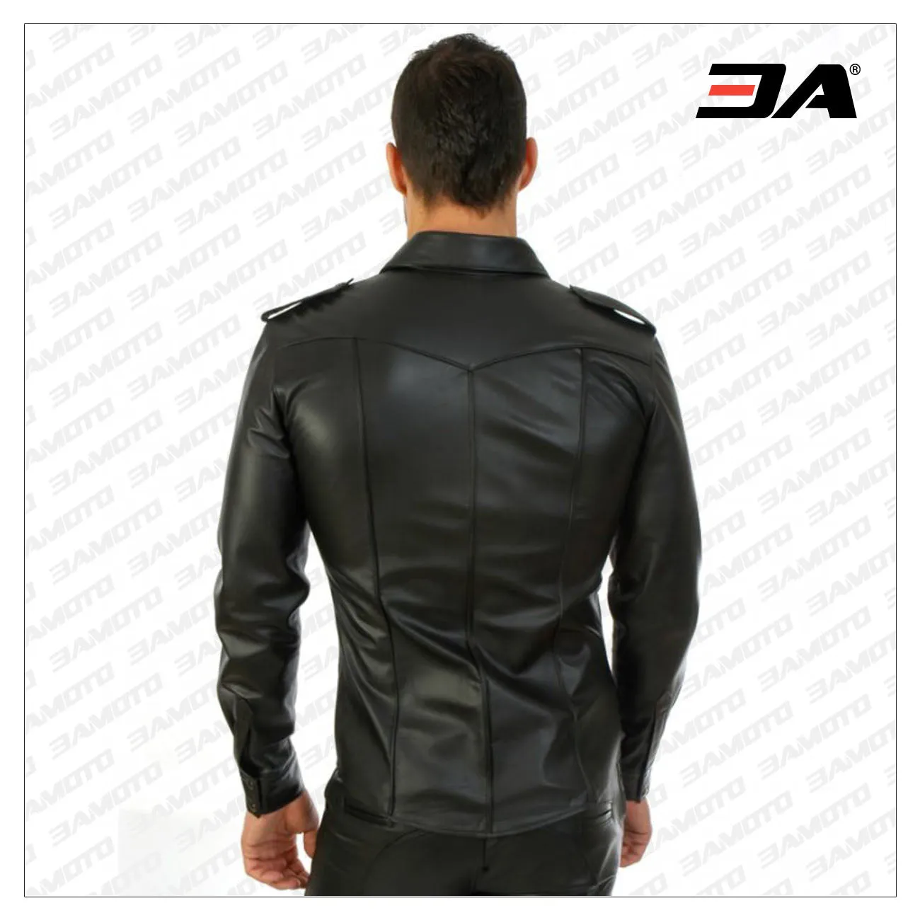 Solid Long Sleeve Leather Shirt