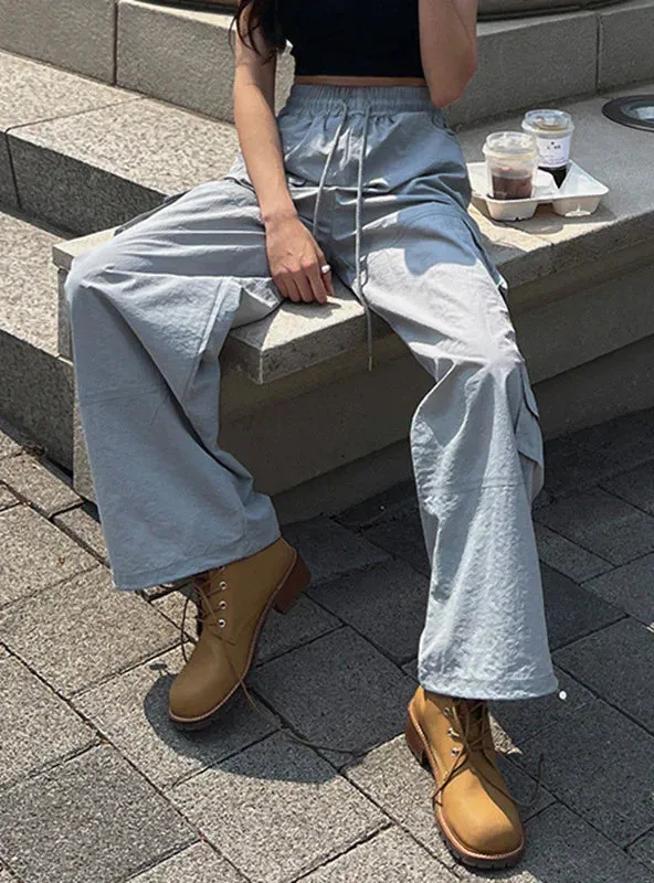TastyHottie - MULTI-POCKET ELASTIC HIGH WAIST LOOSE STRAIGHT PANTS