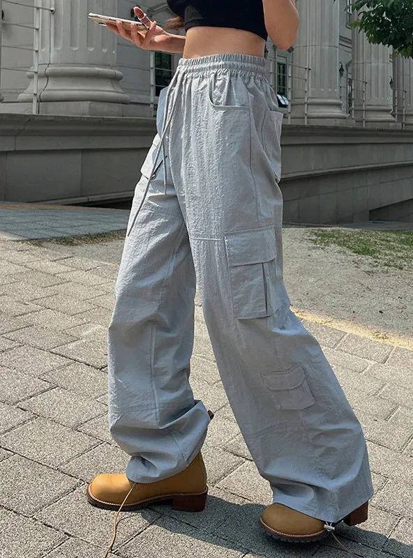 TastyHottie - MULTI-POCKET ELASTIC HIGH WAIST LOOSE STRAIGHT PANTS
